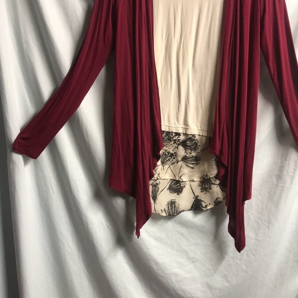 Burgundy extra small essentials cardigan waterfall cardigan - Picture 7 of 8